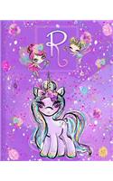 R: Unicorn Composition Notebook Wide Ruled Monogrammed Initial R