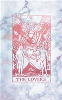 The Lovers: Tarot Card Journal, Radiant Moonstone, Marble and Rose Gold - College Ruled Tarot Card Notebook, 5 x 8