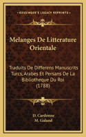 Melanges De Litterature Orientale
