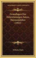 Grundlagen Des Mehrstimmigen Satzes, Harmonielehre (1922)