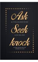 Ask Seek Knock Wirebound Notebook: Ask and it will be given to you; seek and you will find; knock and the door will be opened to you. Wirebound Notebook