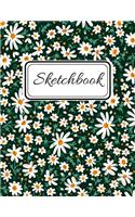 Sketchbook: Flowers Theme, 110 Blank Pages, Large 8.5 x 11 inch