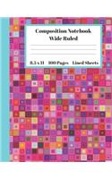Composition Notebook Wide Ruled Lined Sheets: Pretty Under 11 Dollar Gifts Pink Mosiac Green Yellow Notebook Back to School and Home Schooling Journal For kids Girls Boys Teens Women students Ad