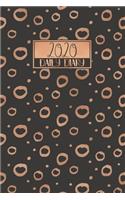 2020 Daily Diary: A5 Day on a Page to View Full DO1P Planner Lined Writing Journal - Black with Copper Rings Circles Pattern(45 2020 Daily Diaries)