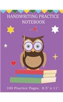 This Handwriting Practice Notebook. 100 Practice Pages. 8.5" x 11"
