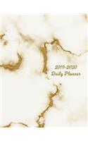 2019 - 2020 Daily Planner: Brown & White Marble Cover Full Year Agenda January 2019 - December 2019 Daily Plan Datebook Calendar Schedule & Goal Organizer