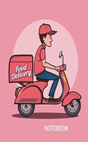 Notebook: Hand drawn food delivery man: Journal Dot-Grid, Grid, Lined, Blank No Lined: Book: Pocket Notebook Journal Diary, 120 pages, 8" x 10"