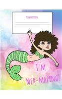 Mermaid Colorful Composition Notebook: Funky Sunset Wide Ruled School Journal perfect for Under the Sea lovers, and Elementary and Middle School girls, for writing, School, Note taking, C