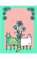 My Big Fat Journal Notebook For Cat Lovers Funny Cats Pattern In Socks With Flowers 2