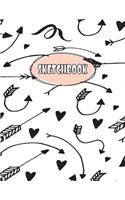 sketchbook: Black Heart Arrow Love 110 Pages of 8" x 11" Blank Paper for Drawing, Doodling or Sketching (Sketchbooks)