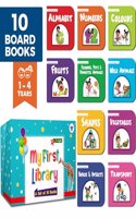 My First Library Box Set of 10 Board Books for Kids | Children's Early Learning Books for 1, 2 & 3 years old | Contains Books on Alphabet, Numbers, Colours, Fruits and More | Ideal Children Gift Set