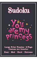 Sudoku: 2 Per Page - 202 FULL SIZE LARGE PRINT Easy to Extreme Puzzles, Rules & Solutions / Answers. Plenty of Margin Space. Princess. Beautiful Custom Desi(24 Sj31)