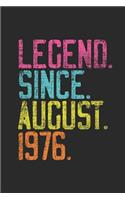 Legend Since August 1976: Dotted Bullet Grid Notebook - Journal 43rd Birthday for Woman and Men