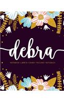 Debra: Notebook - Libreta - Cahier - Taccuino - Notizbuch: 110 pages paginas seiten pagine: Modern Florals First Name Notebook in Light Pink, Baby Blue & M