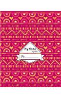 Notebook: My Note My Idea,8 x 10, 110 pages: Geometric Red