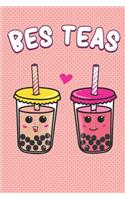 Bes Teas Cute Kawaii Bubble Tea Lovers Gift: Blank Ruled Line Notebook Journal for Students and Teachers