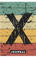 X Journal: Birthday Gift Lined Journal / Notebook Gift, 120 Pages, 6x9, Retro Vintage Background Cover, Matte Finish