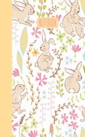 Notebook: Small Stylish Journal for Writing, Journaling, To Do Lists, Notes, Gratitude, Ideas, and More with Whimsical Bunny Pattern Cover Design in Sweet Pas