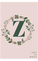 Monogram Initial Letter Z Notebook with Rose Pink Floral Journal for Women, Girls Birthday Gift and School: Lined Notebook / Journal Gift, 120 Pages, 6x9, Soft Cover, Matte Finish