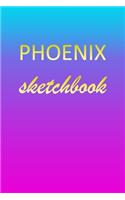 Phoenix: Sketchbook - Blank Imaginative Sketch Book Paper - Pink Blue Gold Custom Letter P Personalized Cover - Teach & Practice Drawing for Experienced & As