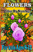 Flowers Color by number for kids ages 8-12