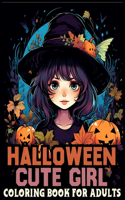 Halloween cute girl coloring book for adults