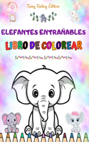 Elefantes entrañables Libro de colorear para niños Simpáticas escenas de adorables elefantes y sus amigos: Encantadores elefantes que impulsan la creatividad y diversión de los niños