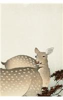 Hirsche: Designer Notizbuch, Tagebuch für Künstler, Japan Notebook, Notizheft etwa A5 (15,3 x 22,9 cm), liniert mit Motiv: "Hirsche" von Ohara Koson