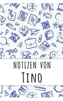 Notizen von Tino: Kariertes Notizbuch mit 5x5 Karomuster für deinen personalisierten Vornamen