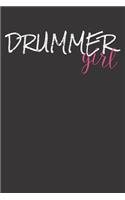 Notebook: College Ruled 6x9 120 Pages Vintage Drummer Girl Drums Drumset
