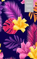 College Ruled Notes 110 Pages: Vintage Floral Notebook for Professionals and Students, Teachers and Writers - Bright Purple and Pink Tropical Palm Pattern