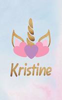 Kristine: Personalized First Name Unicorn Gift Birthday Girl Notebook Journal 104 Pages