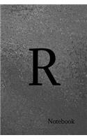 'r' Notebook: Black Metallic Initial Note Book Homework Book, Writing Pad, Notepad, Idea Notebook, Composition Jotter, Journal Diary, Planner