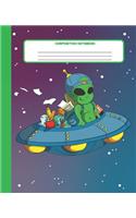 Composition Notebook: Wide Lined Ruled Paper Page Notebook and Journal for Boys with Funny Alien Student in Space, Perfect Workbook for Writing Notes and Exercise at Home