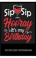 Sip Sip Hooray It's My Birthday: To Do & Dot Grid Matrix Checklist Journal Daily Task Planner Daily Work Task Checklist Doodling Drawing Writing and Handwriting & Calligraphy