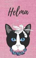 personalisiertes Notizbuch Katze / Malbuch / Tagebuch / Journal / DIN A5 / Geschenk Helma: individuelles personalisiertes blanko Mädchen & Frauen Namen Notizbuch, ... Weihnachts & Geburtstags Geschenk für Frauen.