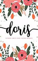 Doris: Notebook - Libreta - Cahier - Taccuino - Notizbuch: 110 pages paginas seiten pagine: Modern Florals First Name Notebook in Coral, Pink & Orange on W