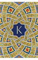 Monogram K Notebook: Blank Journal Diary Memoir Log Logue(11 Arabesque Three 150 Lined)