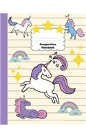 Unicorn Composition Notebook Wide Ruled, Back To School