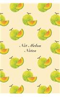 Net Melon Notes: 6"x9" Unruled Blank Notebook Watercolor Texture Design Tropical Organic Fruit Pattern Cover. Matte Softcover Note Book Journal