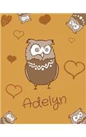 Adelyn: Personalized Adelyn name owl themed notebook, sketchbook or blank book journal. Unique owl personalised notebook without lines.