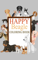 Happy Beagle Coloring Book: Pug Coloring Book For Kids