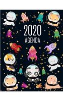 Animales Astronautas Agenda 2020: Planificador Semanal - 52 Semanas Enero a Diciembre 2020