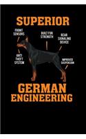 Superior German Engineering: 120 Pages I 6x9 I Wide Ruled / Legal Ruled Line Paper I Funny Doberman & Pinscher Dog Gifts