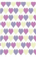 Stitched hearts in violet purple and gold