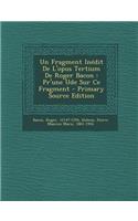 Un Fragment Inedit de L'Opus Tertium de Roger Bacon