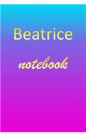 Beatrice: Blank Notebook - Wide Ruled Lined Paper Notepad - Writing Pad Practice Journal - Custom Personalized First Name Initial B Blue Purple Gold - Taking 