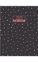 2020 Daily Diary: A4 Day on a Page to View Full DO1P Planner Lined Writing Journal - Black with Pink Polka Dots