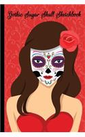 Gothic Sugar Skull Sketchbook: Red Day Of The Dead Blank Notebook Matte Cover 6x9 120 Pages