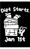 Diet Starts. Jan 1st: Diet Starts. Jan 1st Gift 6x9 Journal Gift Notebook with 125 Lined Pages